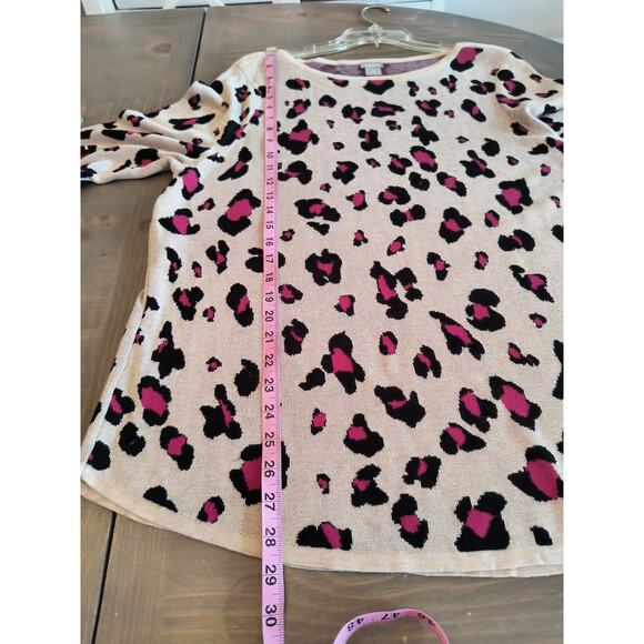 CHICO'S Sweater Women's XL Tan animal Print Long Sleeve Pullover Soft Knit ; - Picture 6 of 13